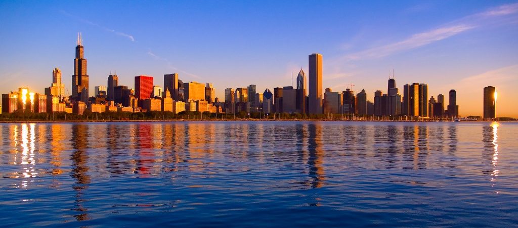 Chicago-skyline-from-Adler-Planetarium-sunrise Chicago-skyline-from-Adler-Planetarium-sunrise